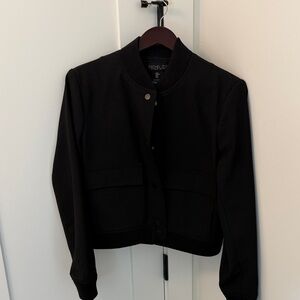 Rachel Zoe Matte Black Cropped Bomber Jacket